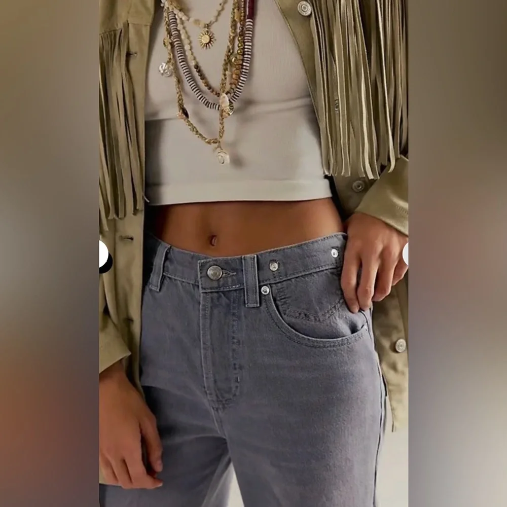 New Free People Eden High Slouchy Flare Jeans ~ Diamond Gray - Picture 4 of 11